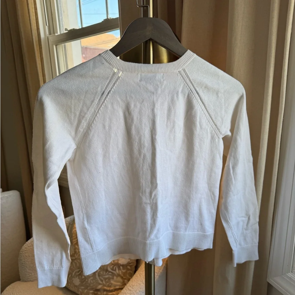 Lands' End White Button-Up Cardigan - Picture 3 of 6